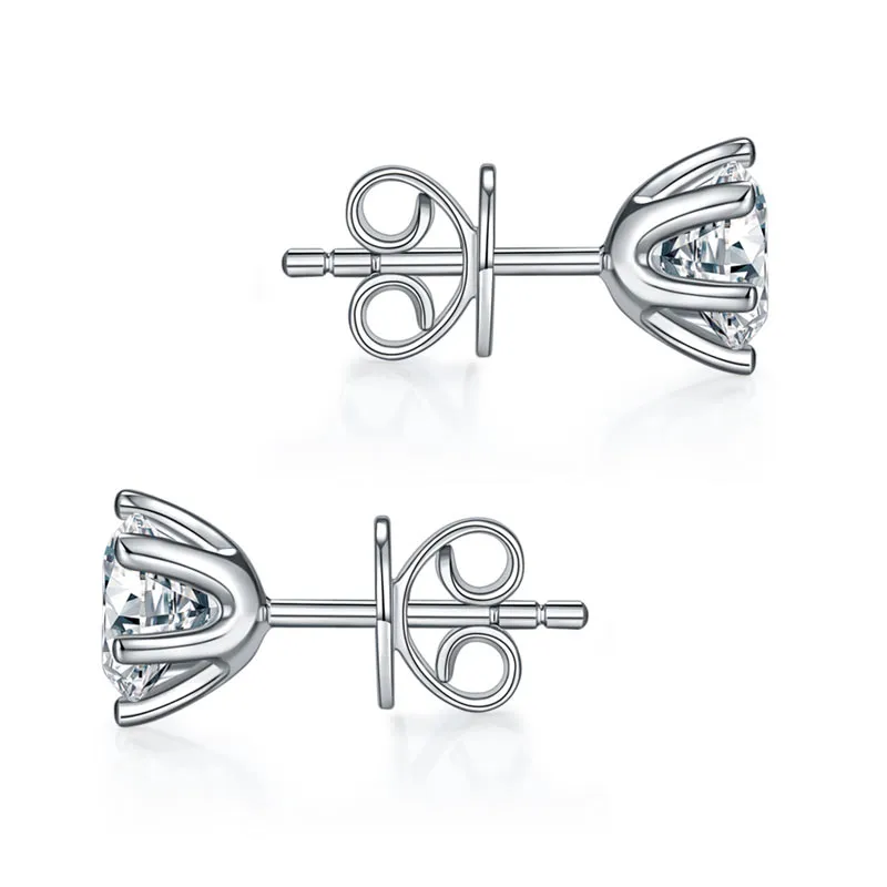 1 Carat Moissanite Diamond 6 Claws Stud Earrings 925 Sterling Silver MFE8185