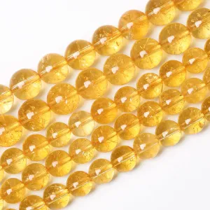 6mm 60Pcs Natural Citrine Beads for Jewelry Making Gemstone Round Loose Beads Crystal Energy Stone Healing Power DIY Bracelet Necklace 6mm