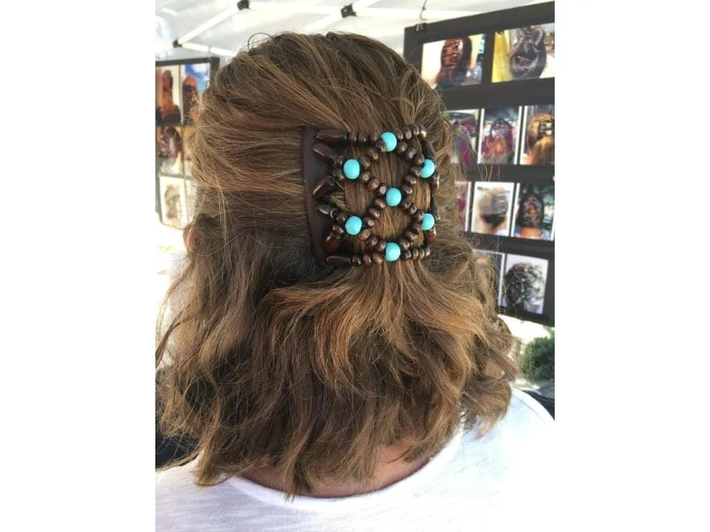 African Butterfly Chameleon Hair Comb - Dupla Brown 57