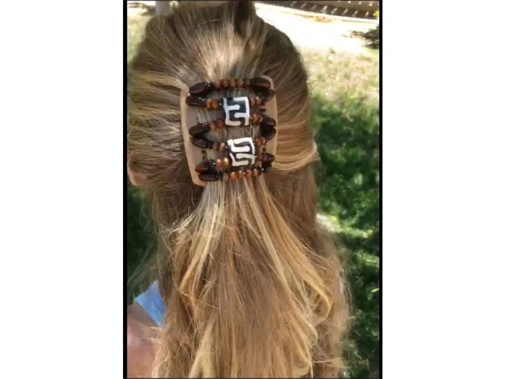 African Butterfly Chameleon Hair Comb - Dupla Brown 57