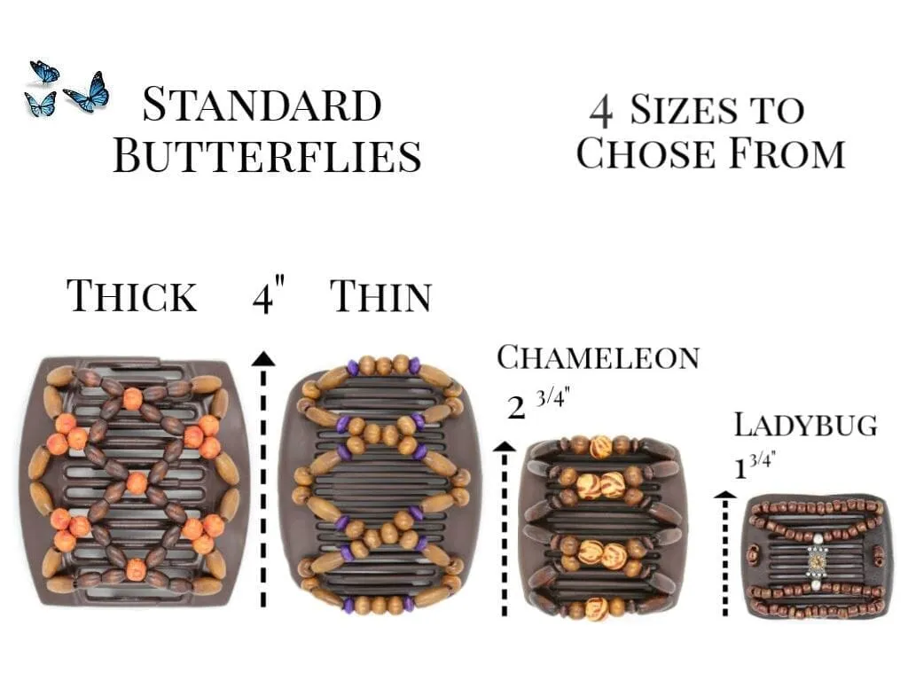 African Butterfly Chameleon Hair Comb - Dupla Brown 57