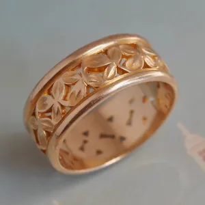 Antique 14k Gold Floral Wide Band