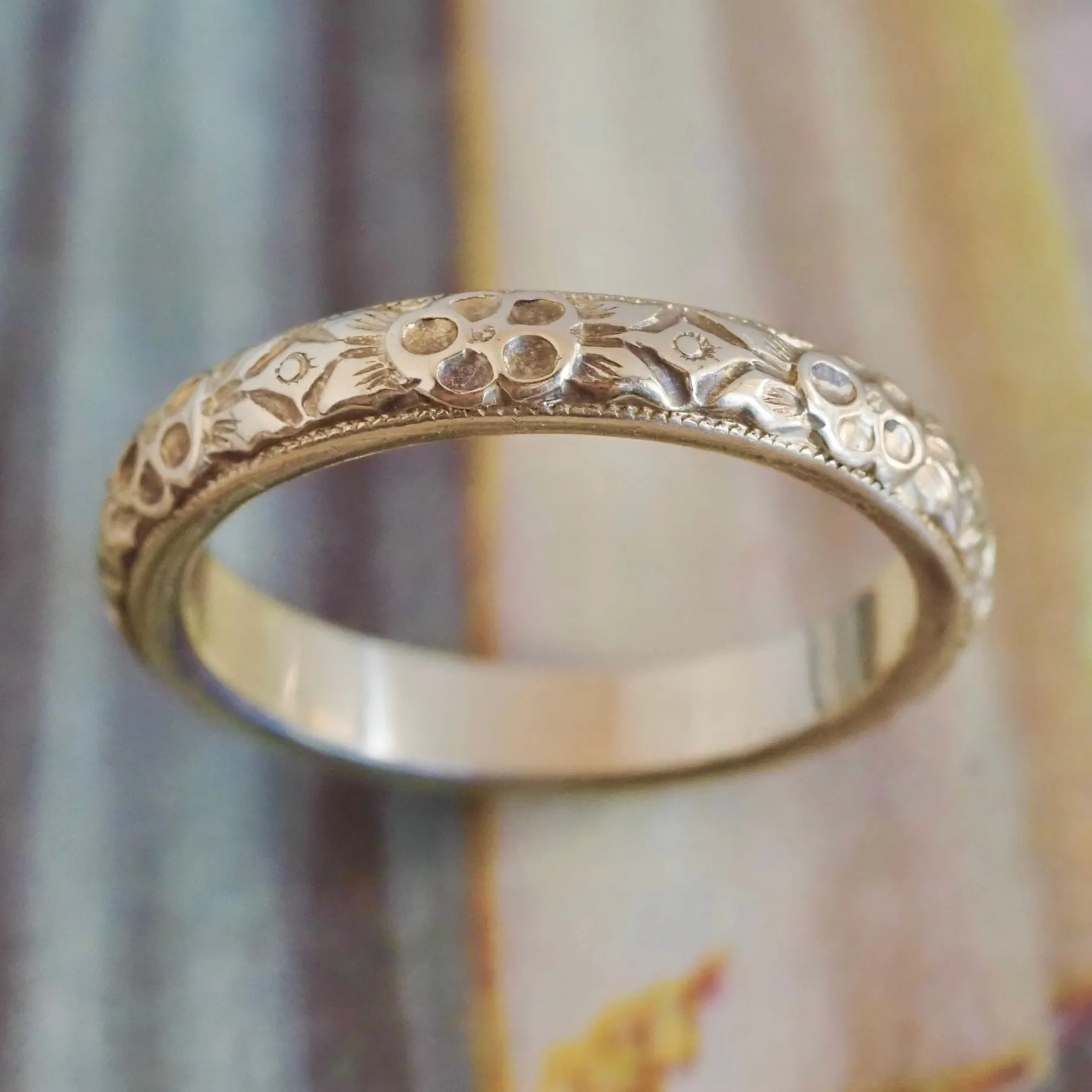 Antique 18k Green Gold Orange Blossom Band