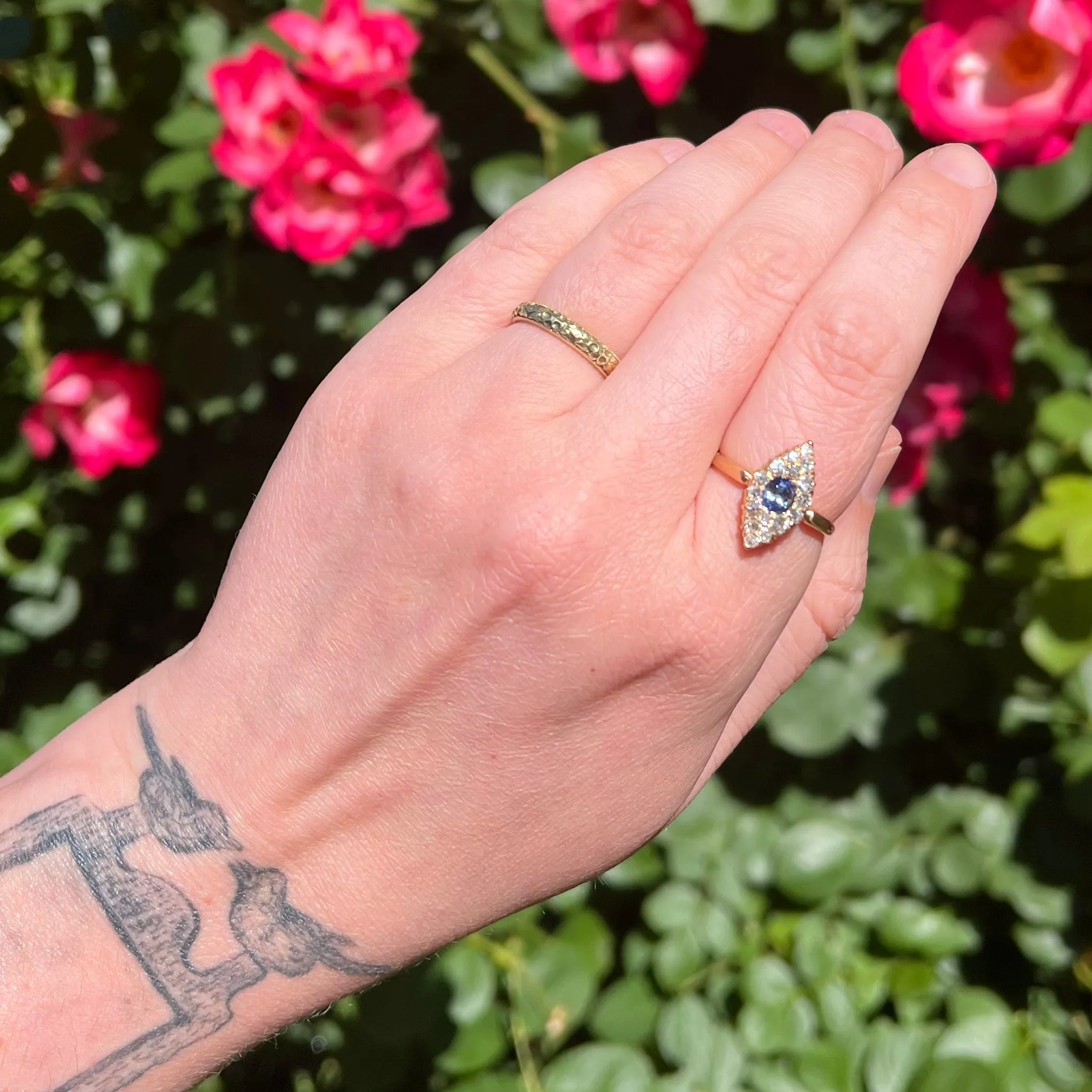 Antique 18k Green Gold Orange Blossom Band