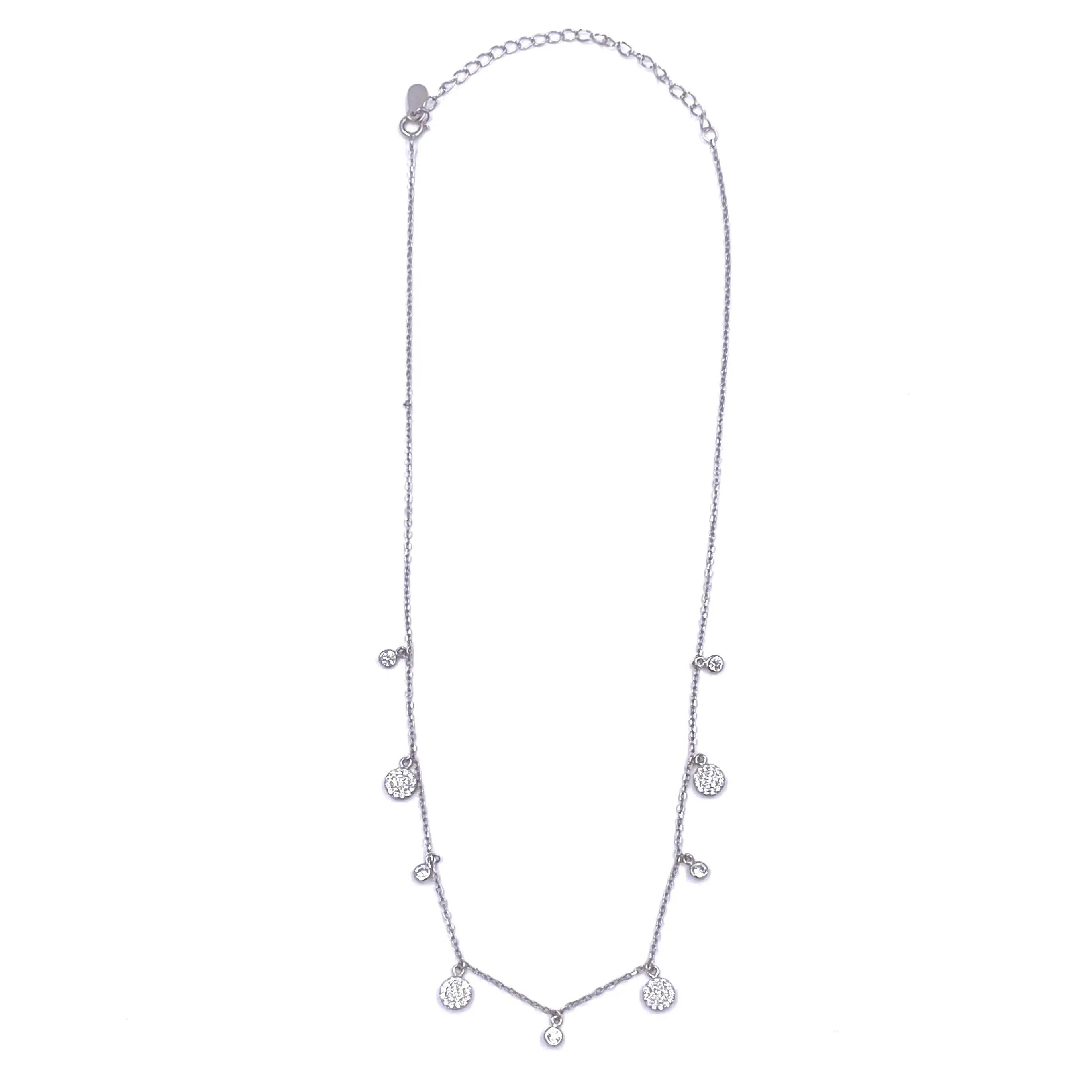 Ashley Gold Sterling Silver 9 Disc CZ Charm Necklace