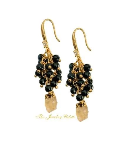 Asna black cluster with gold edged citrine pendant