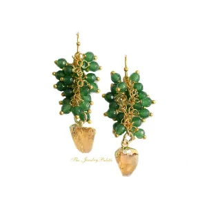 Asna green cluster with gold edged citrine drop earrings