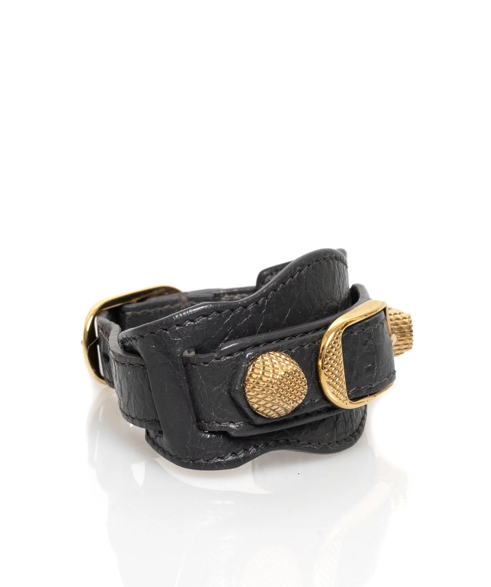 Balenciaga Grey Leather City Bracelet GHW - AGL1345