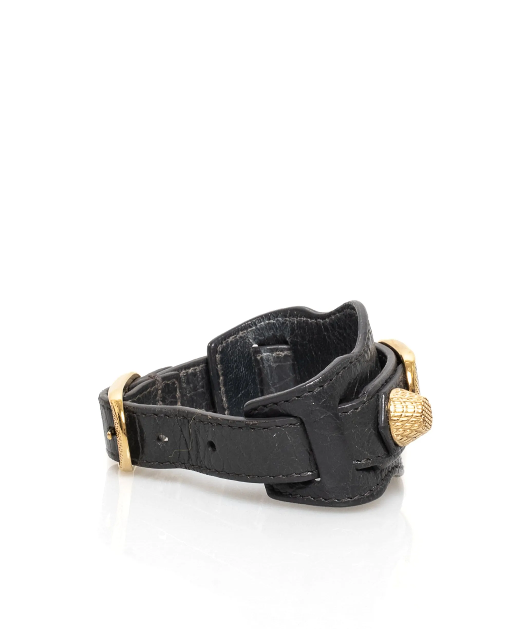Balenciaga Grey Leather City Bracelet GHW - AGL1345