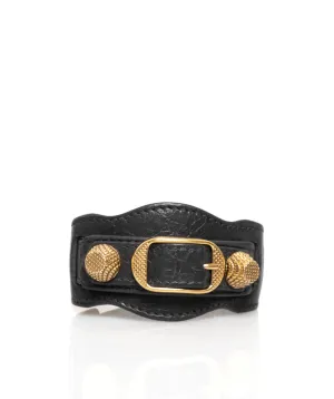 Balenciaga Grey Leather City Bracelet GHW - AGL1345