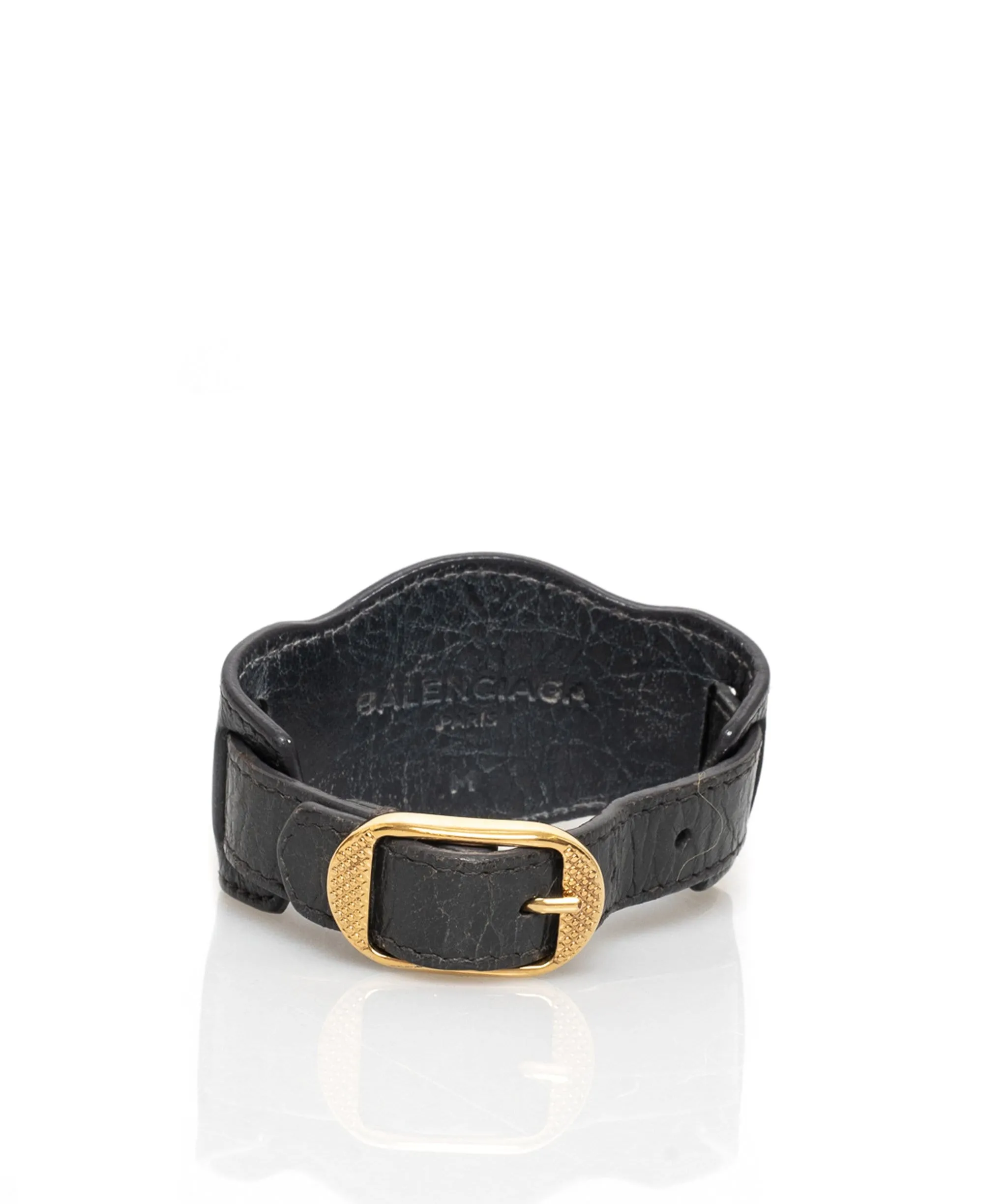 Balenciaga Grey Leather City Bracelet GHW - AGL1345