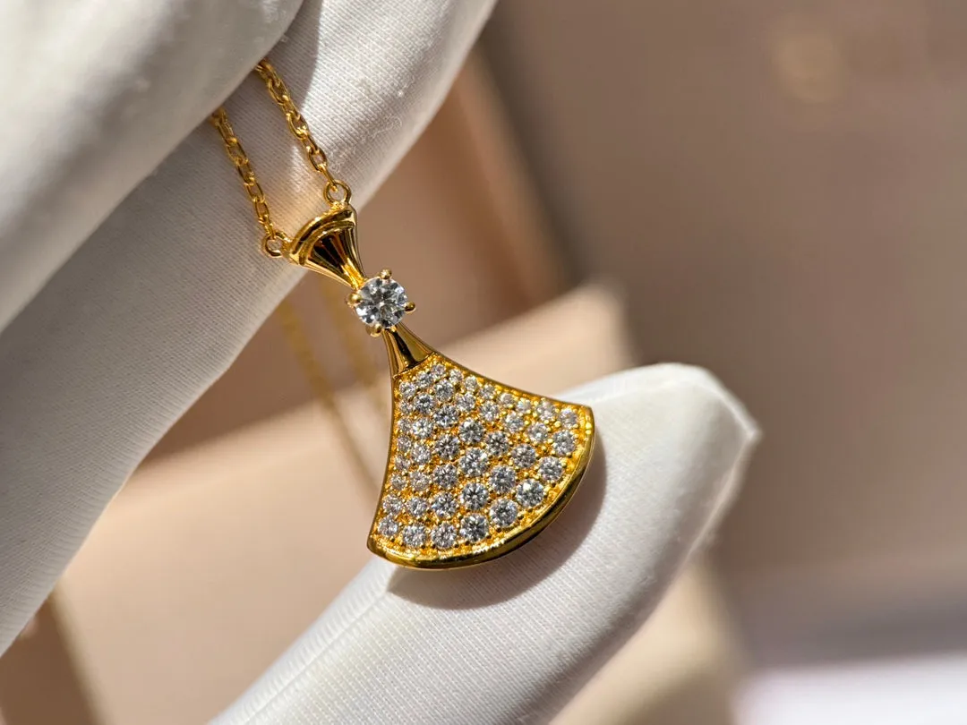 Baojia Small Full Diamond Goddess Fan Set Diamond Necklace XLC122