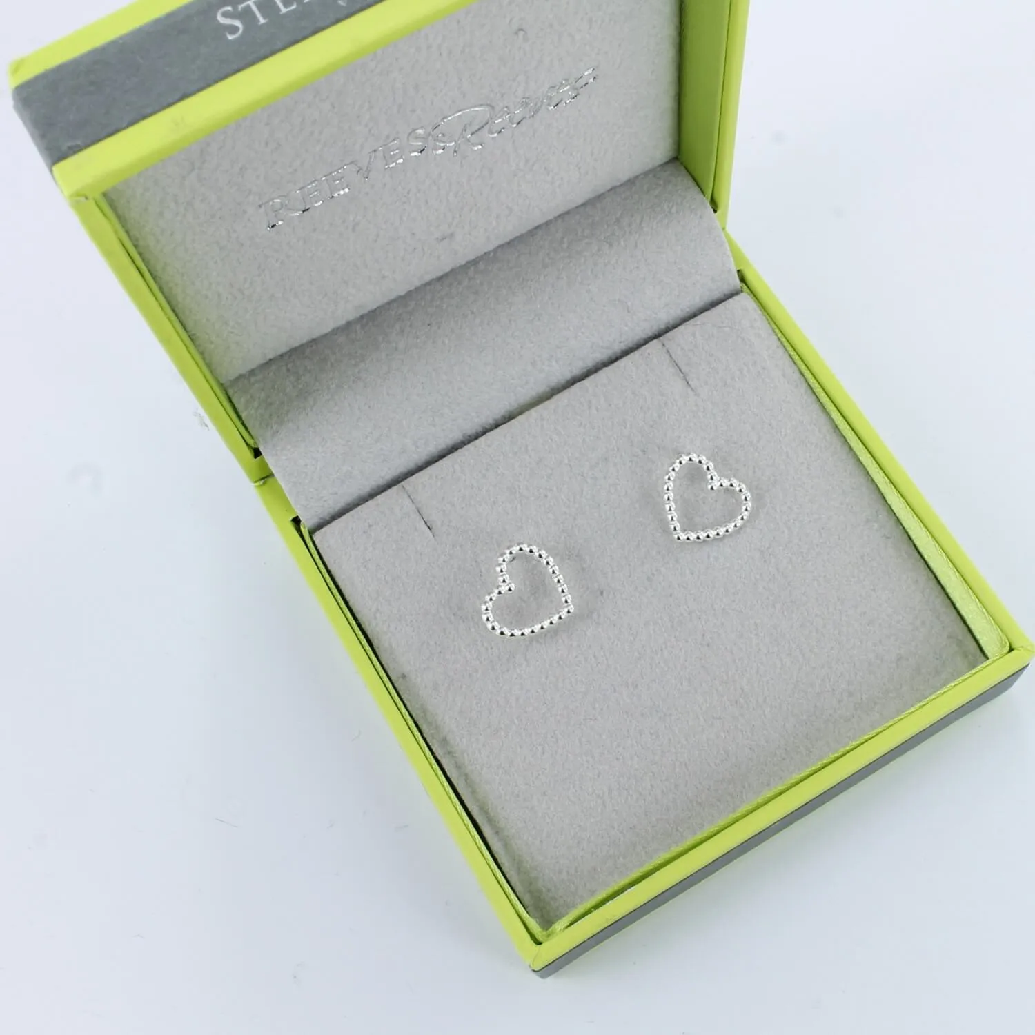 Beaded Heart Stud Earrings