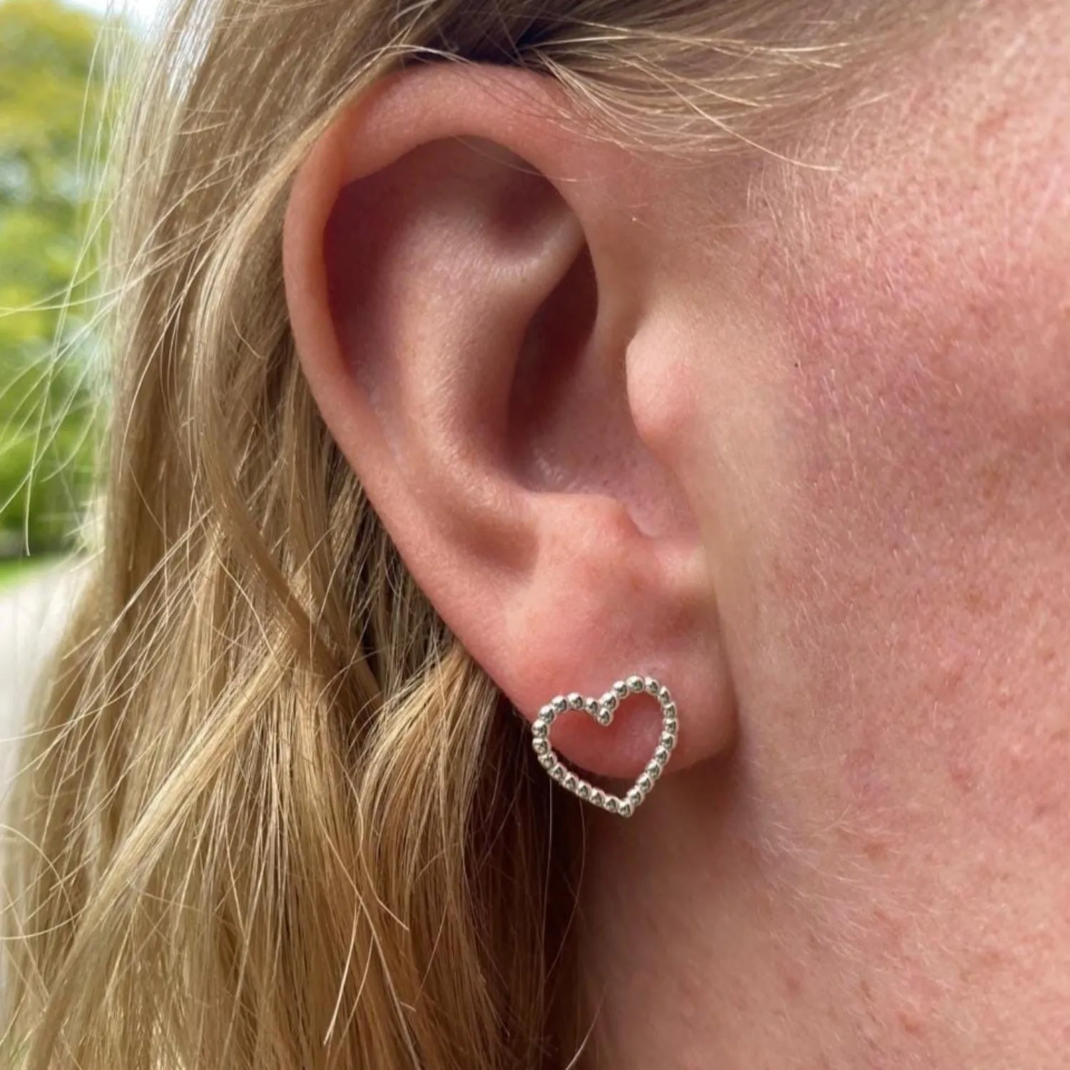 Beaded Heart Stud Earrings