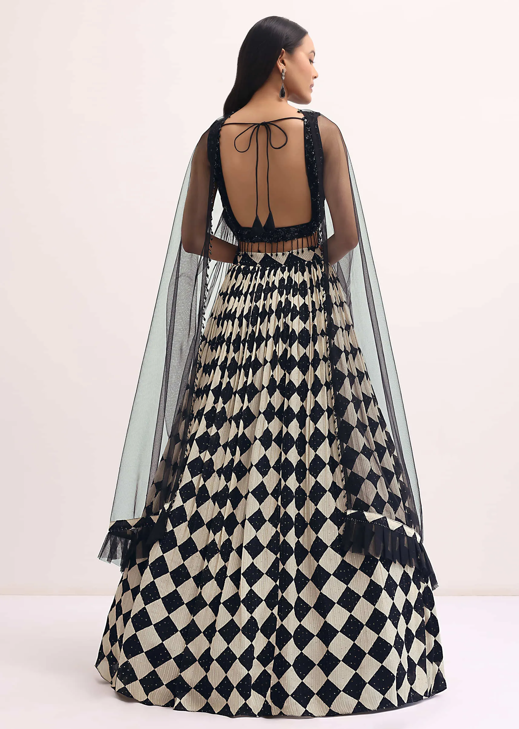 Black And White Printed Lehenga Choli Set