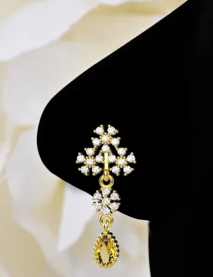 Champagne Stone Dangle Nose Ring Stud –  Piercing for Women