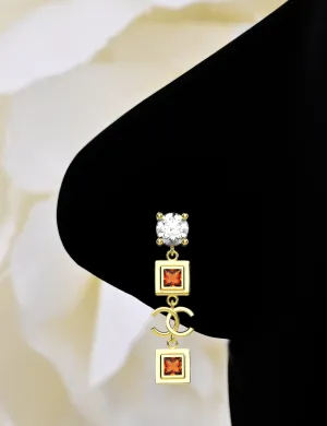 Channel Nose Ring Stud & Garnet Stone Dangle Nose Ring