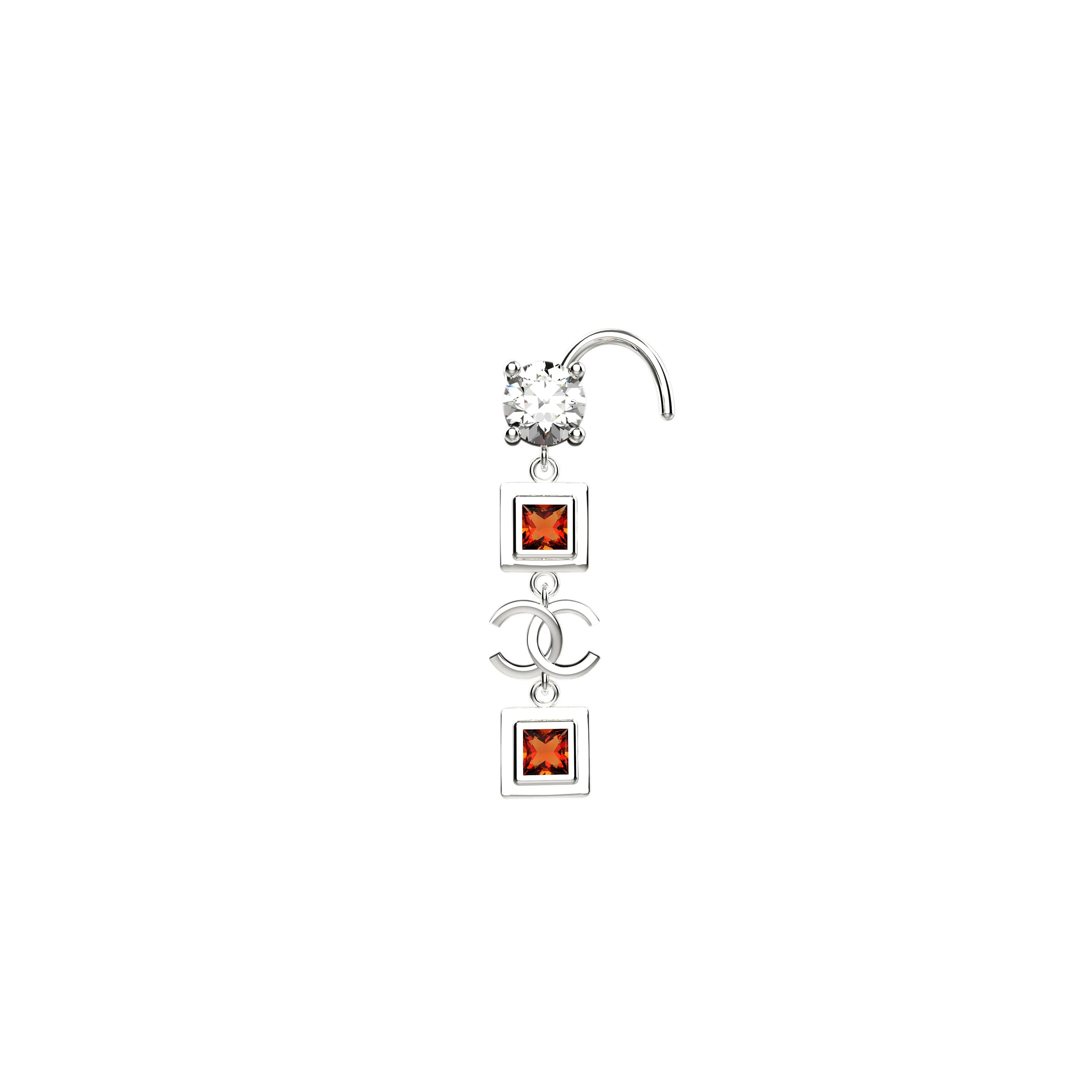 Channel Nose Ring Stud & Garnet Stone Dangle Nose Ring