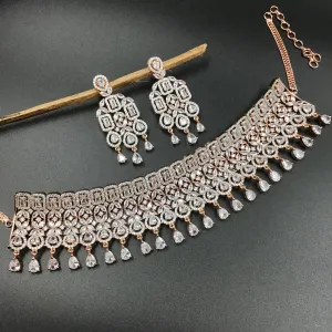 Choker Zircon/AD Necklace Set 3160-11