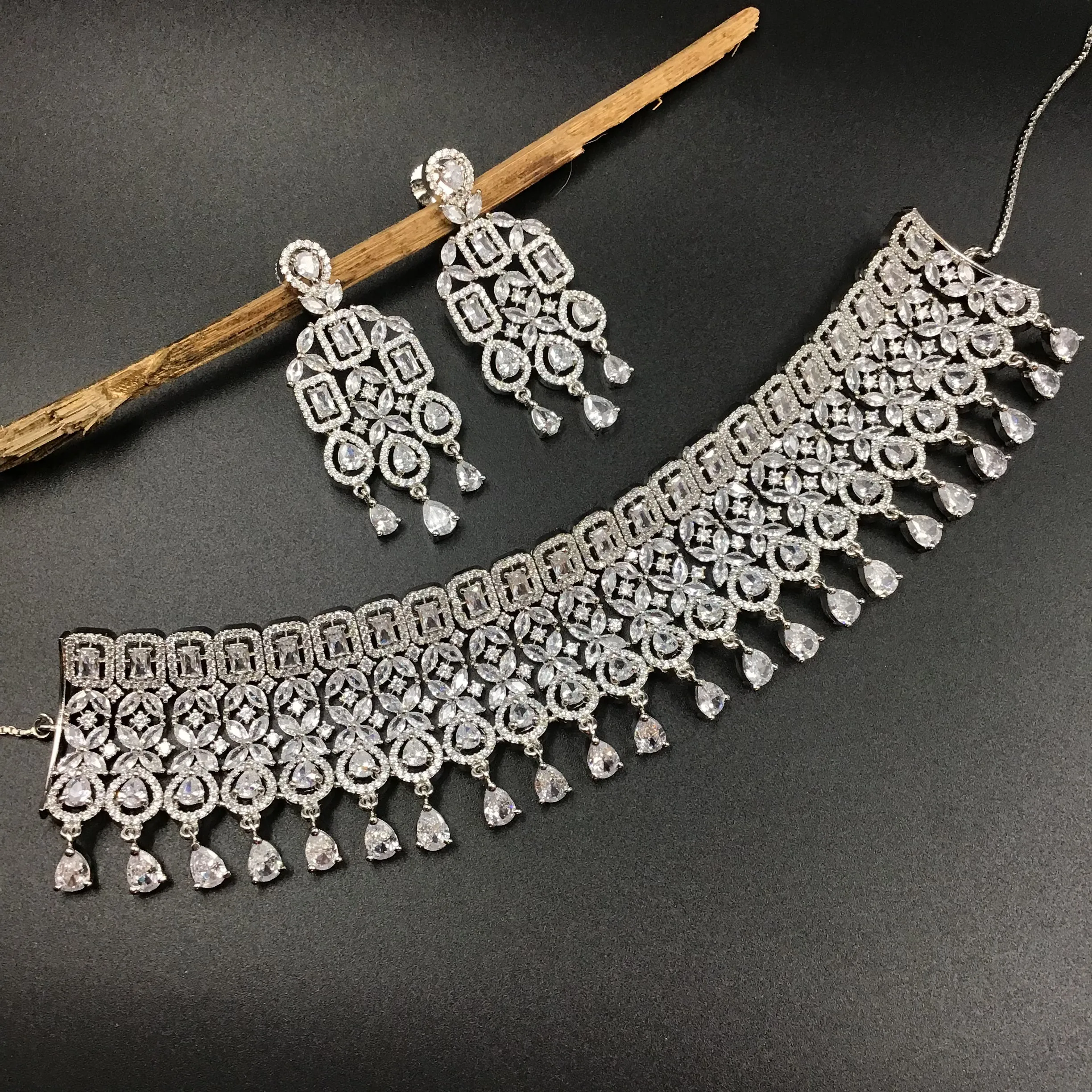 Choker Zircon/AD Necklace Set 3160-11
