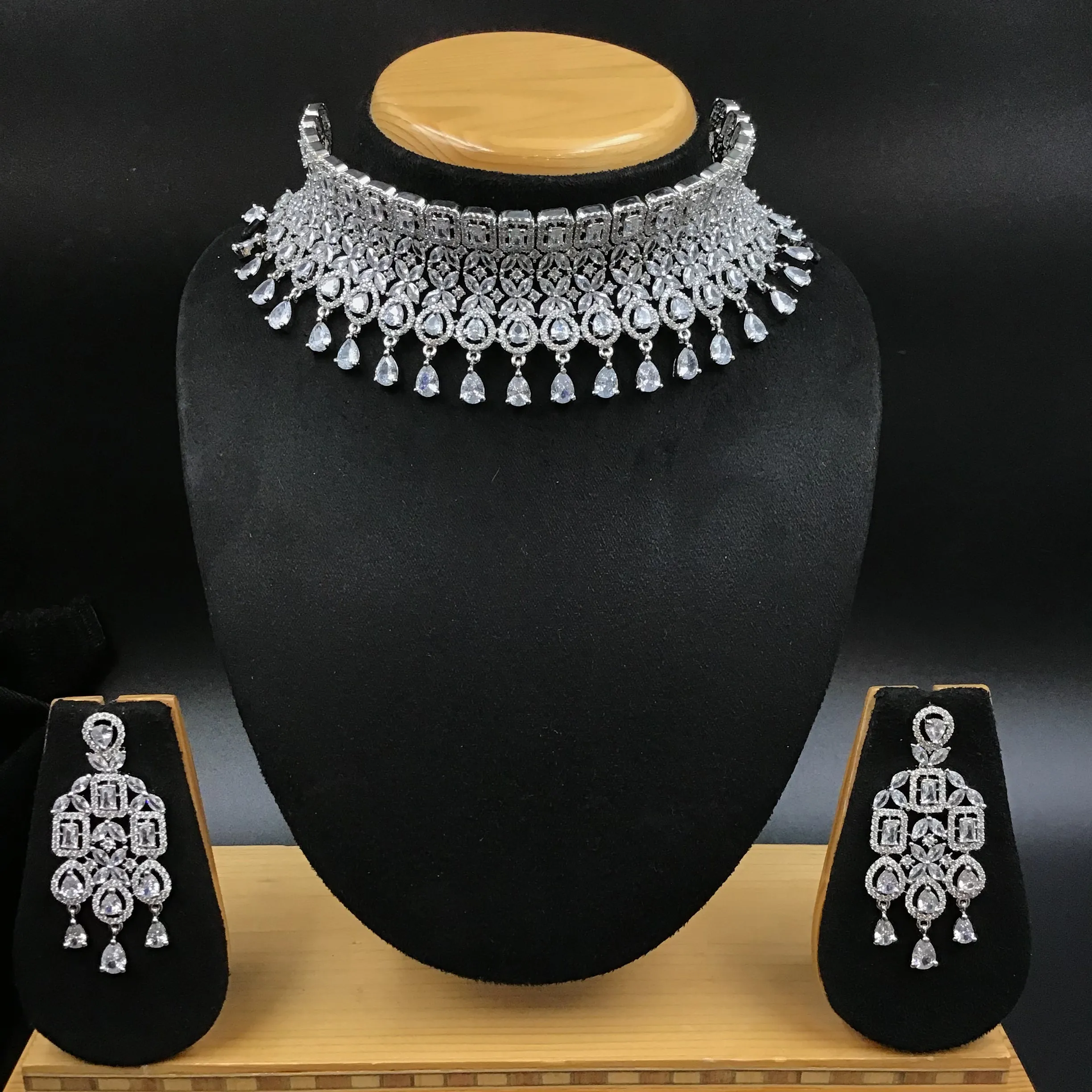 Choker Zircon/AD Necklace Set 3160-11