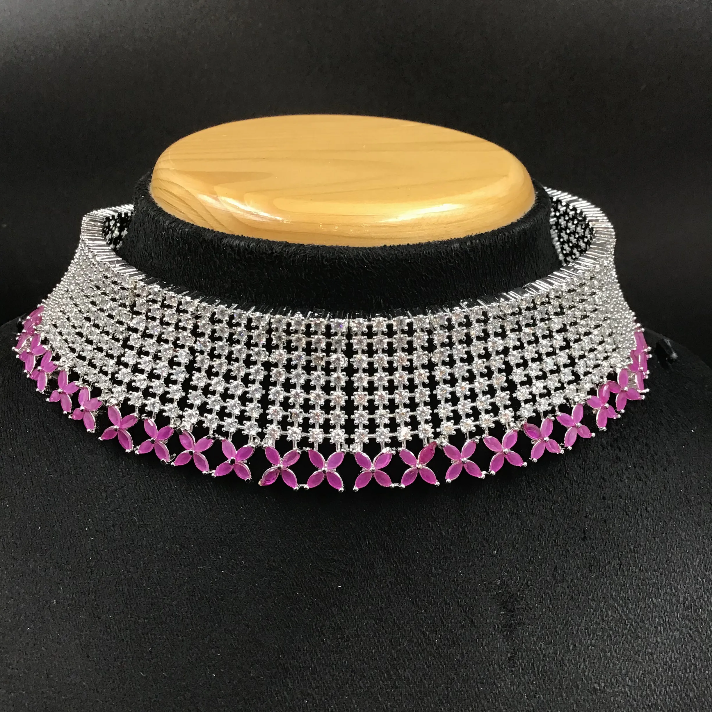 Choker Zircon/AD Necklace Set 3164-11