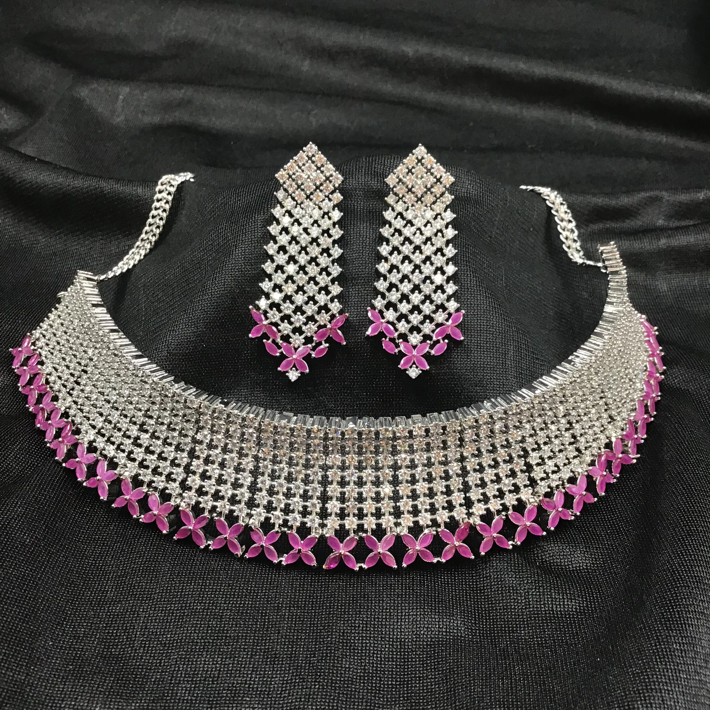 Choker Zircon/AD Necklace Set 3164-11