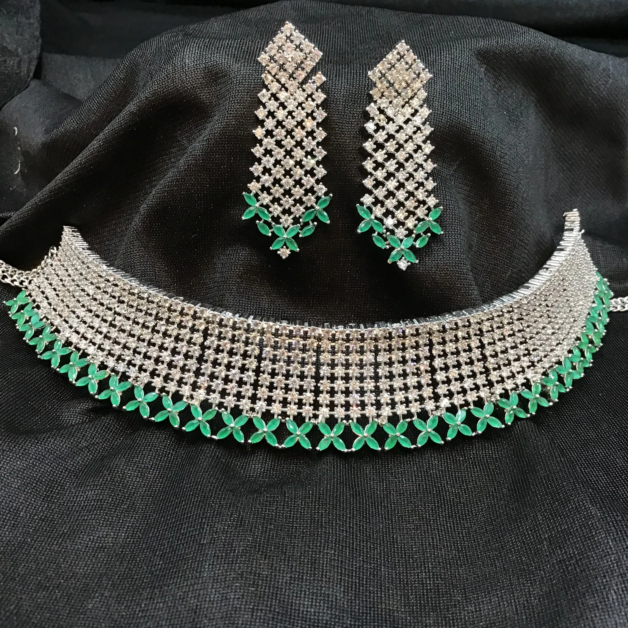 Choker Zircon/AD Necklace Set 3164-11