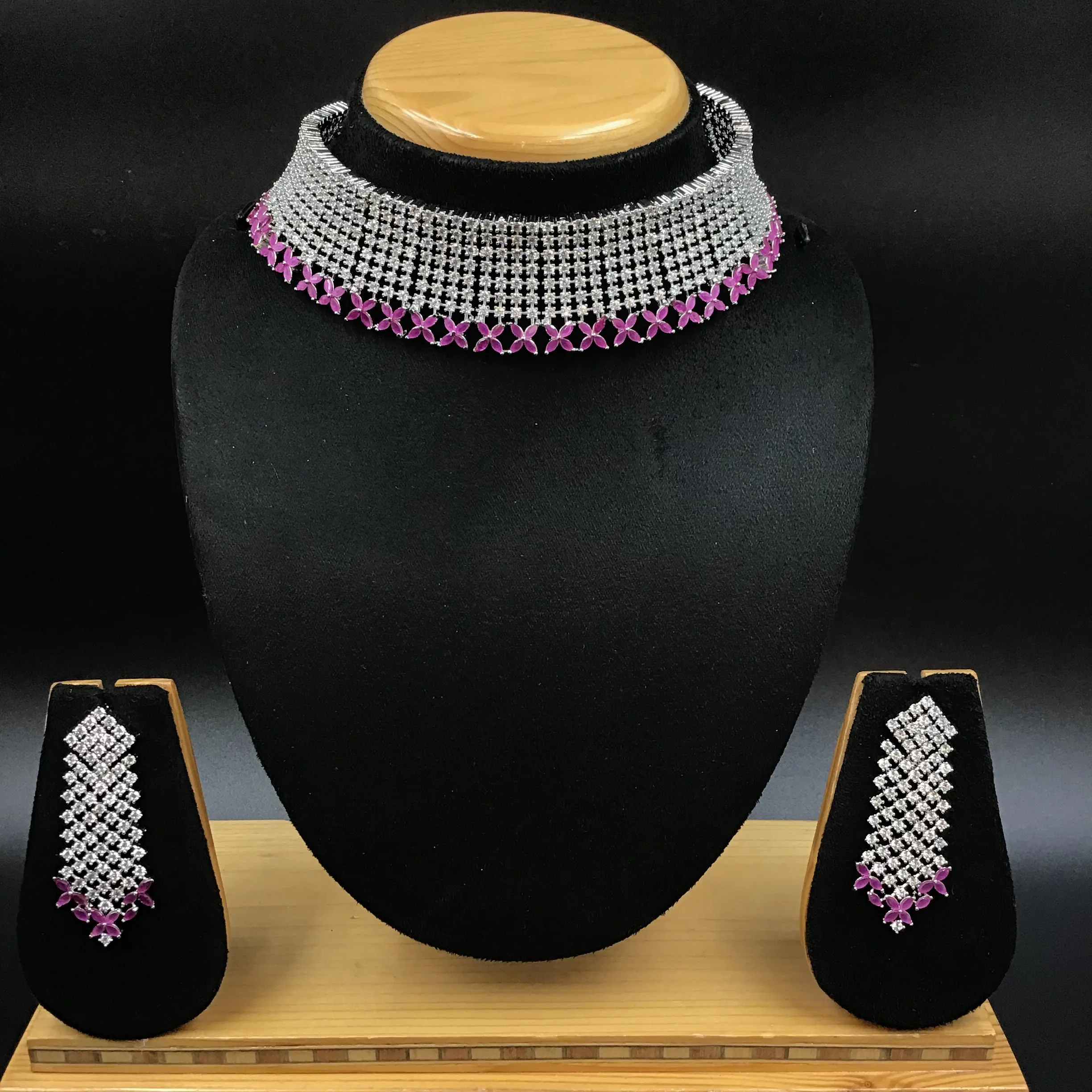 Choker Zircon/AD Necklace Set 3164-11