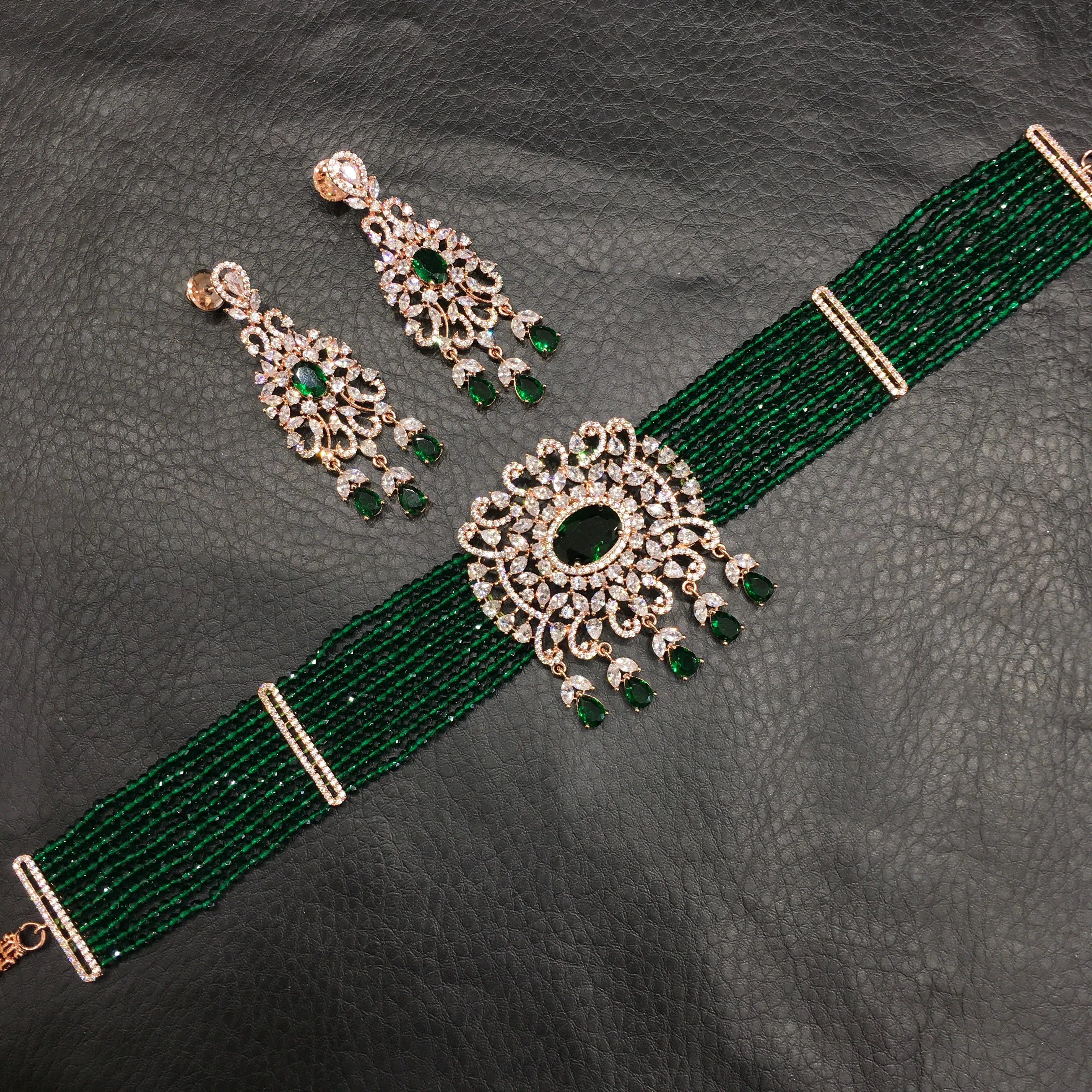 Choker Zircon/AD Necklace Set 4130-69