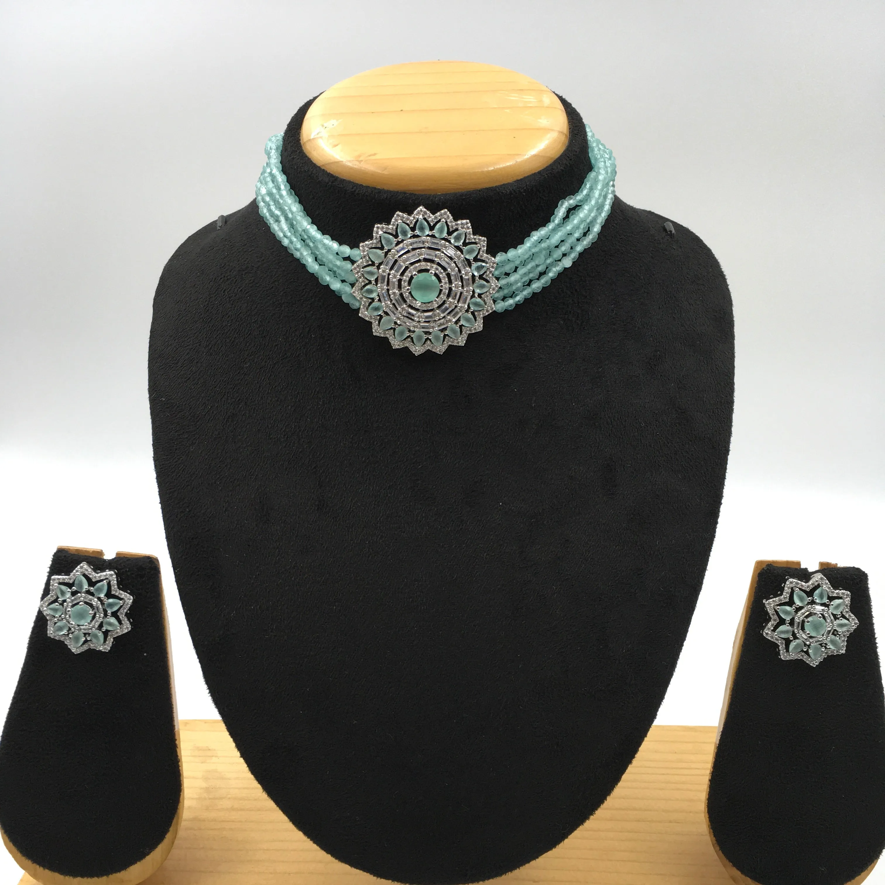 Choker Zircon/AD Necklace Set 7183-33