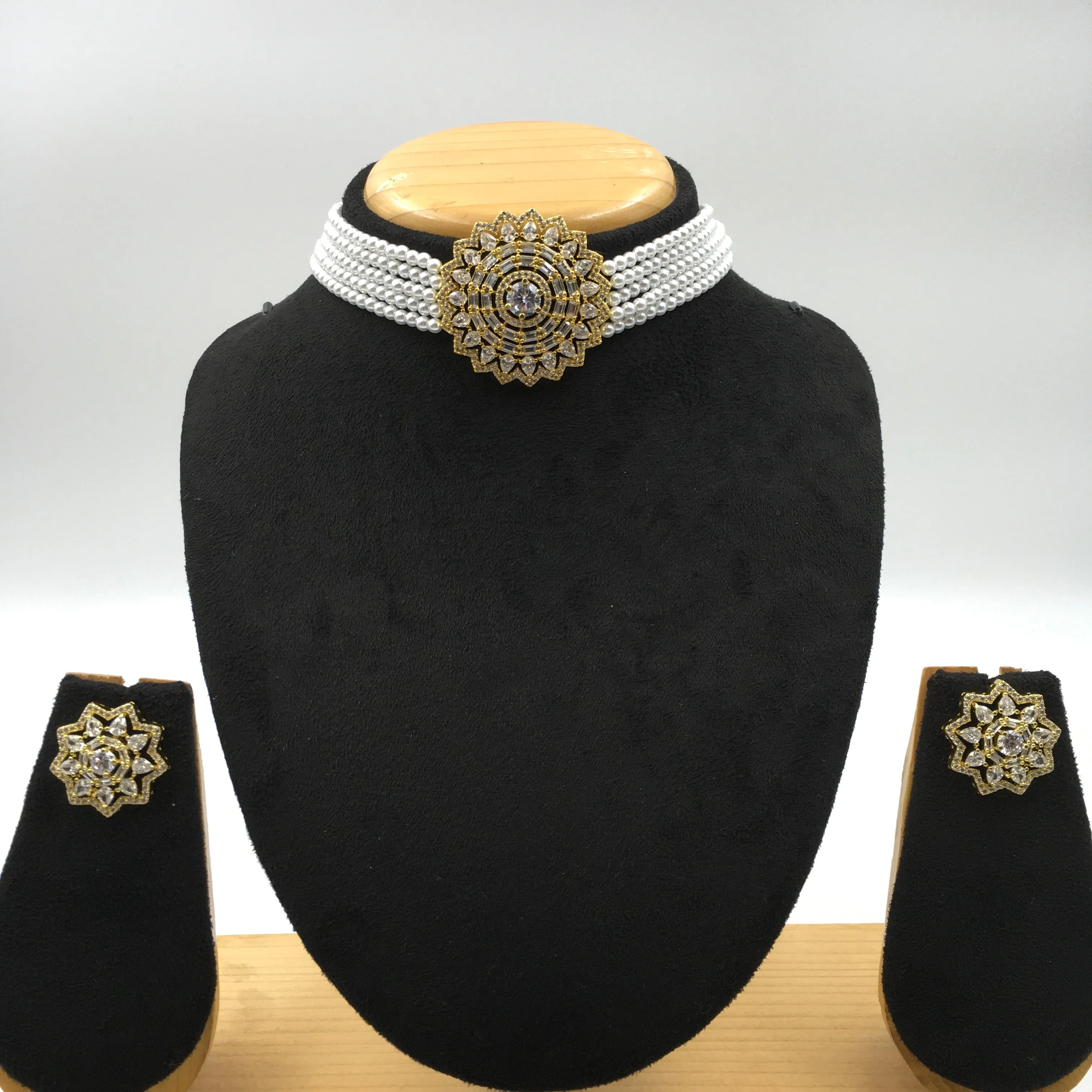 Choker Zircon/AD Necklace Set 7183-33