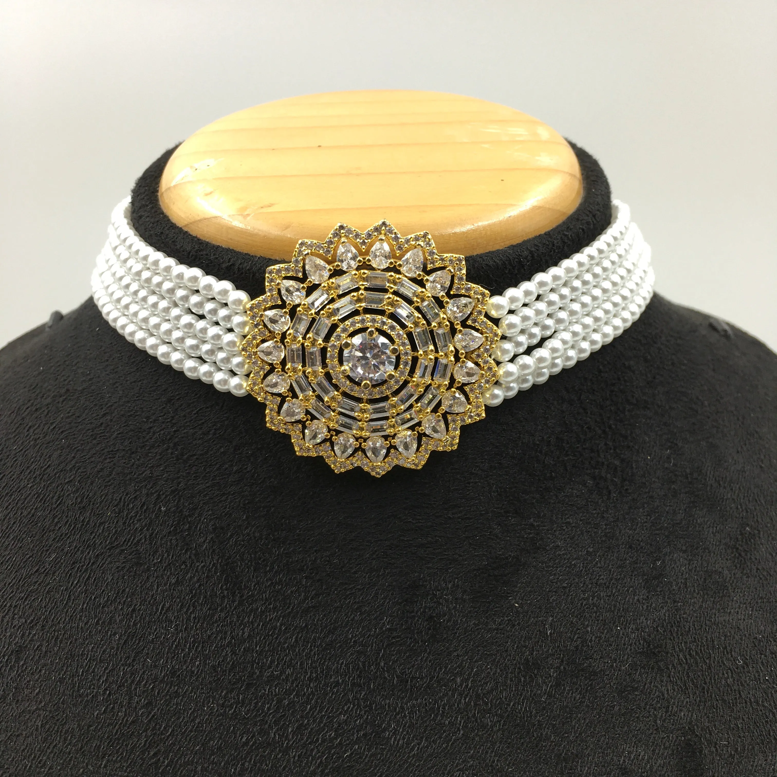 Choker Zircon/AD Necklace Set 7183-33