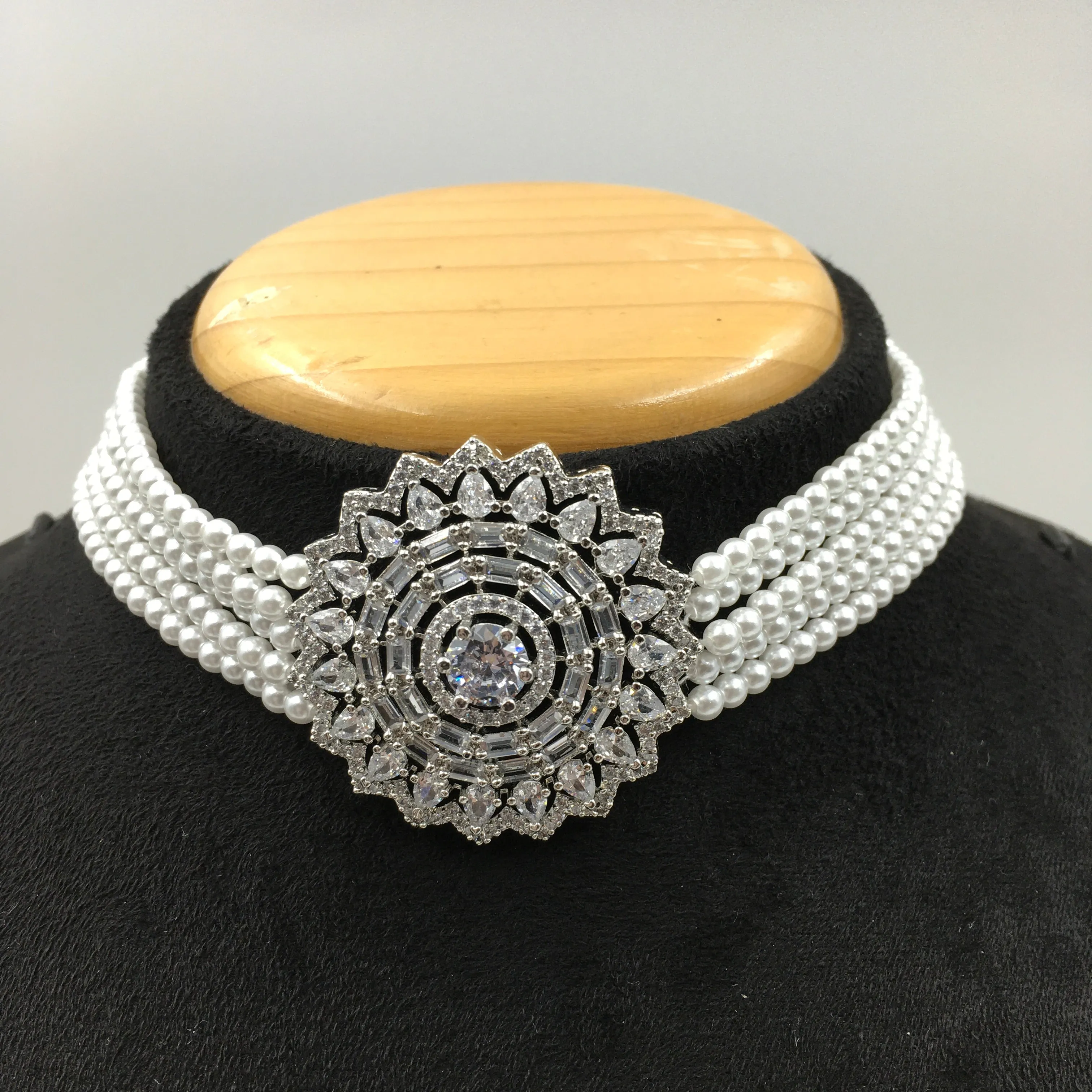 Choker Zircon/AD Necklace Set 7183-33