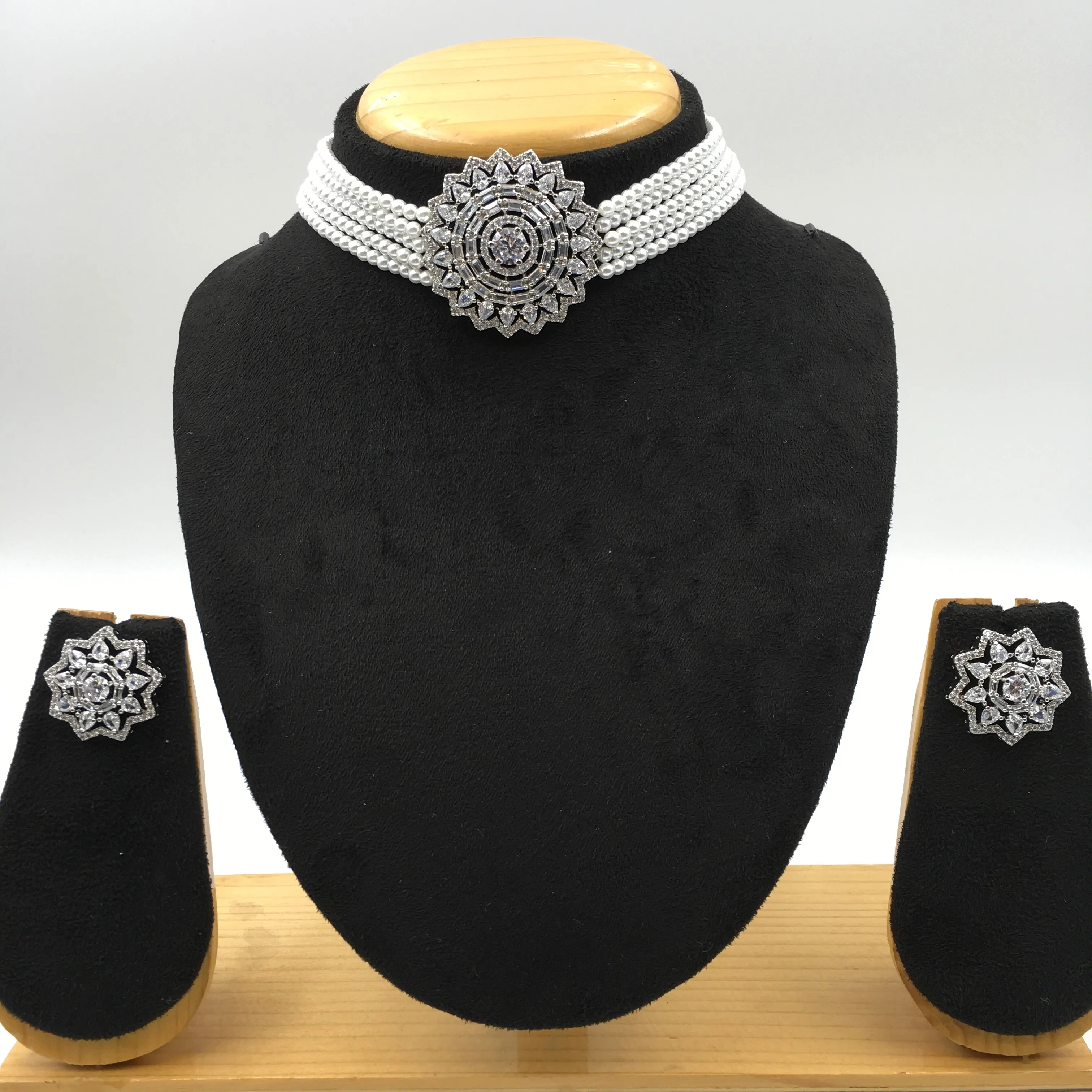 Choker Zircon/AD Necklace Set 7183-33