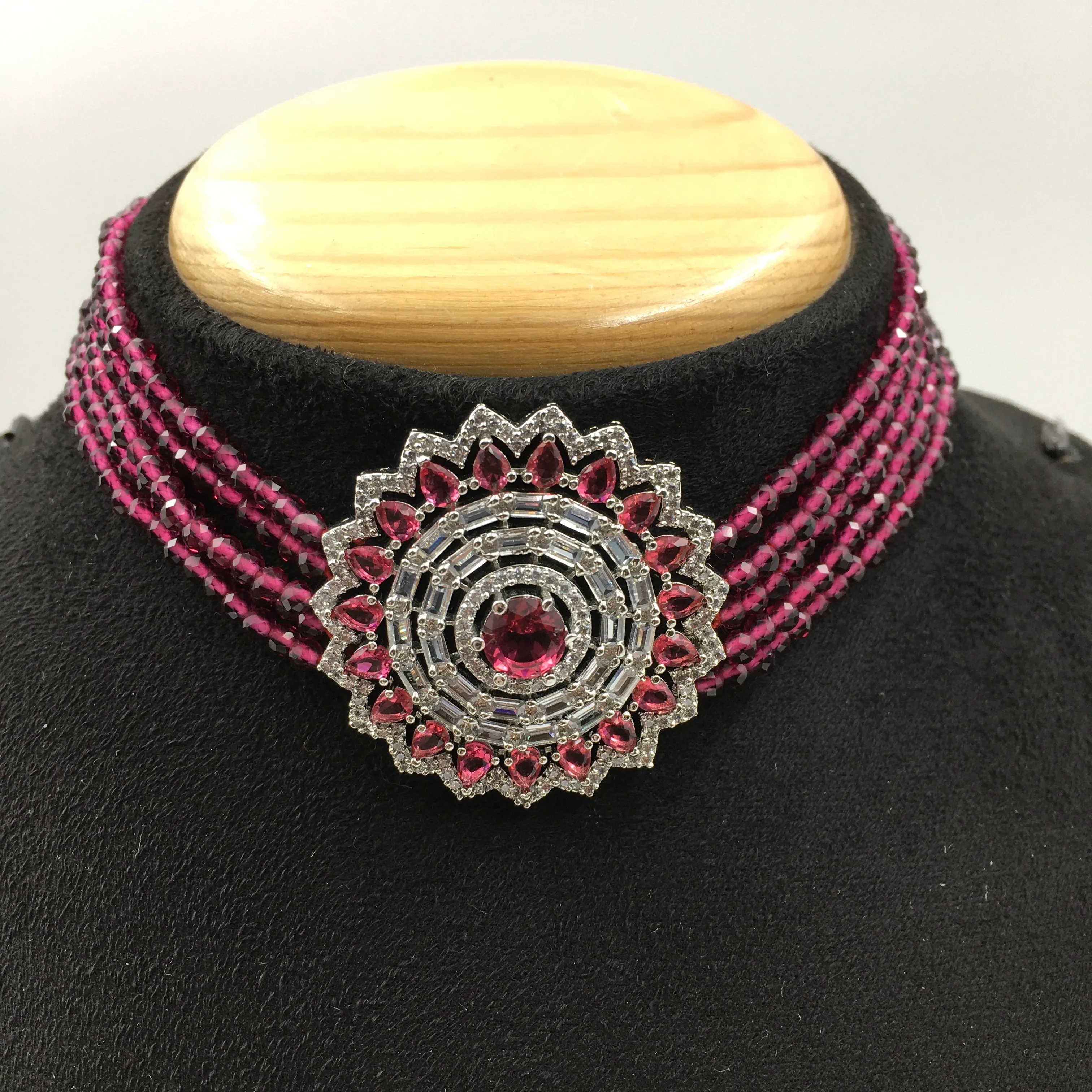 Choker Zircon/AD Necklace Set 7183-33