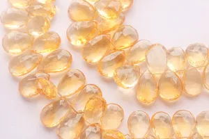 Citrine Briolette Faceted | 9x13mm | 50 Pieces Full Strand | 8 Inch | Citrine faceted pear briolette | Matching Pairs for Jewelry