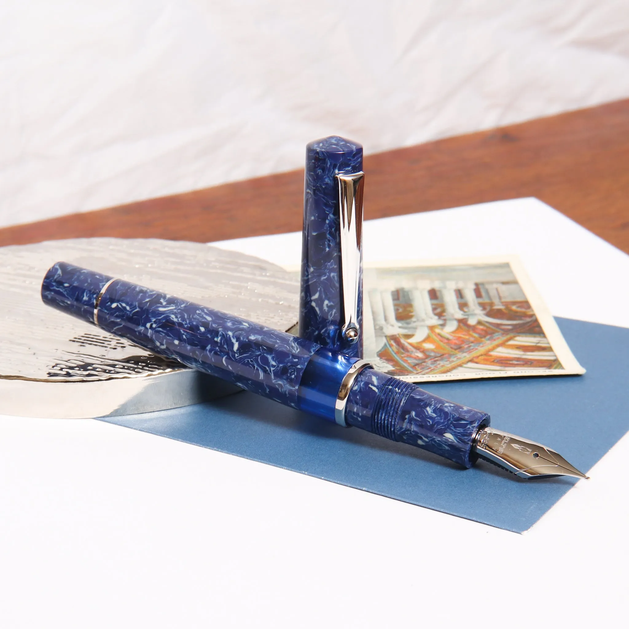 Delta Lapis Blue Celluloid Fountain Pen