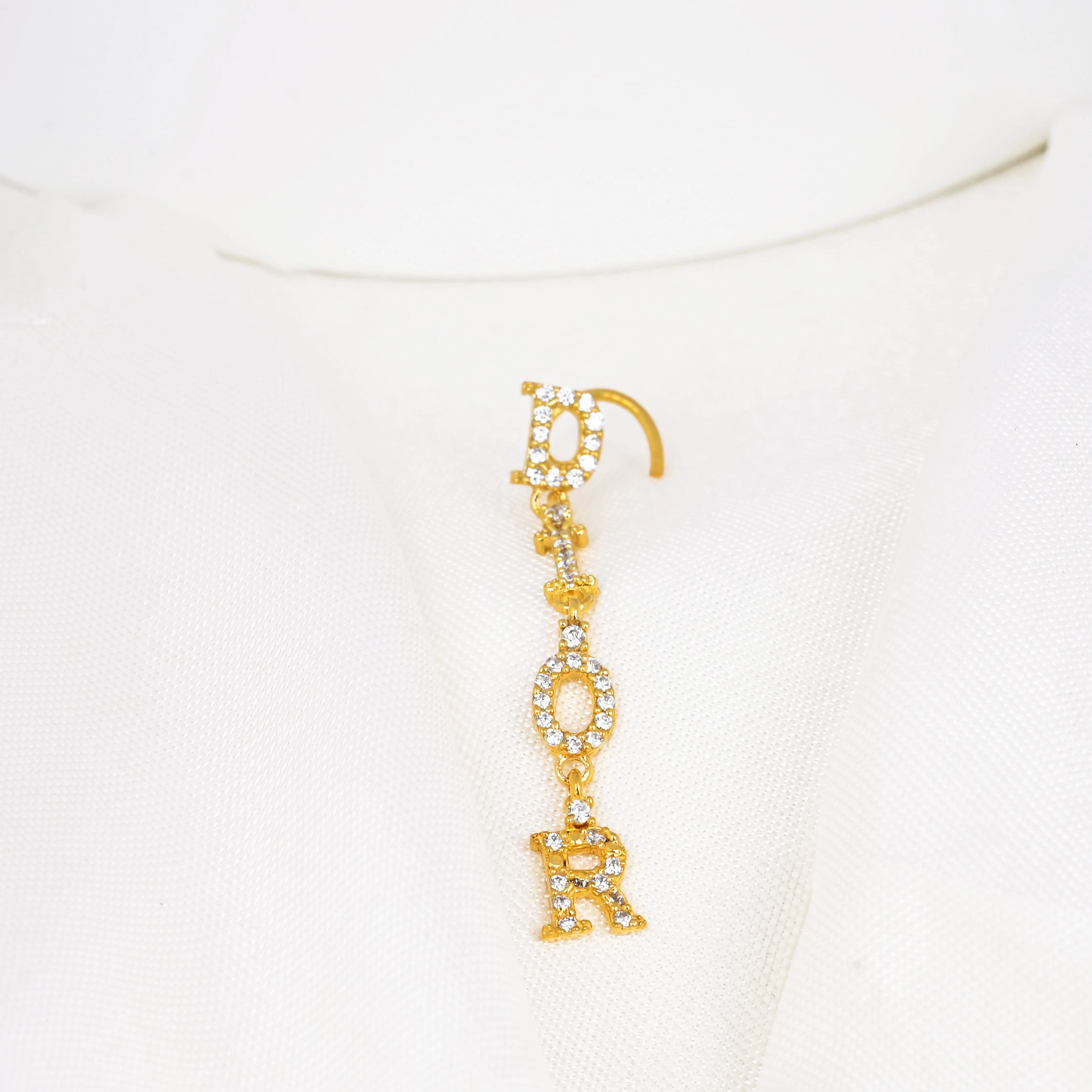 DIOR Dangle Nose Ring – Designer-Inspired Gold Nose Piercing Jewelry