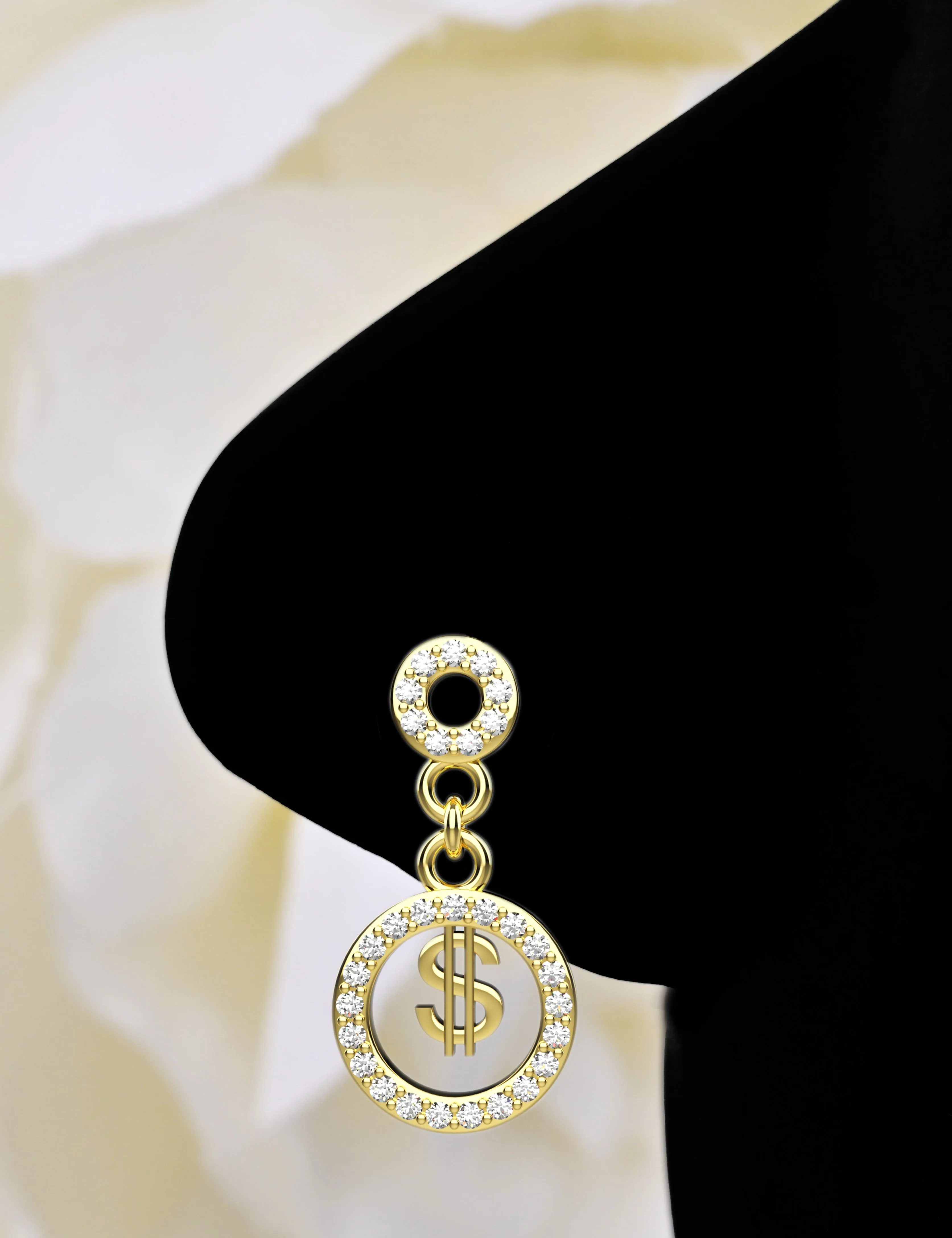 Dollar Sign Dangle Nose Ring – 14K Gold Nose Piercing Jewelry