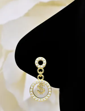 Dollar Sign Dangle Nose Ring – 14K Gold Nose Piercing Jewelry