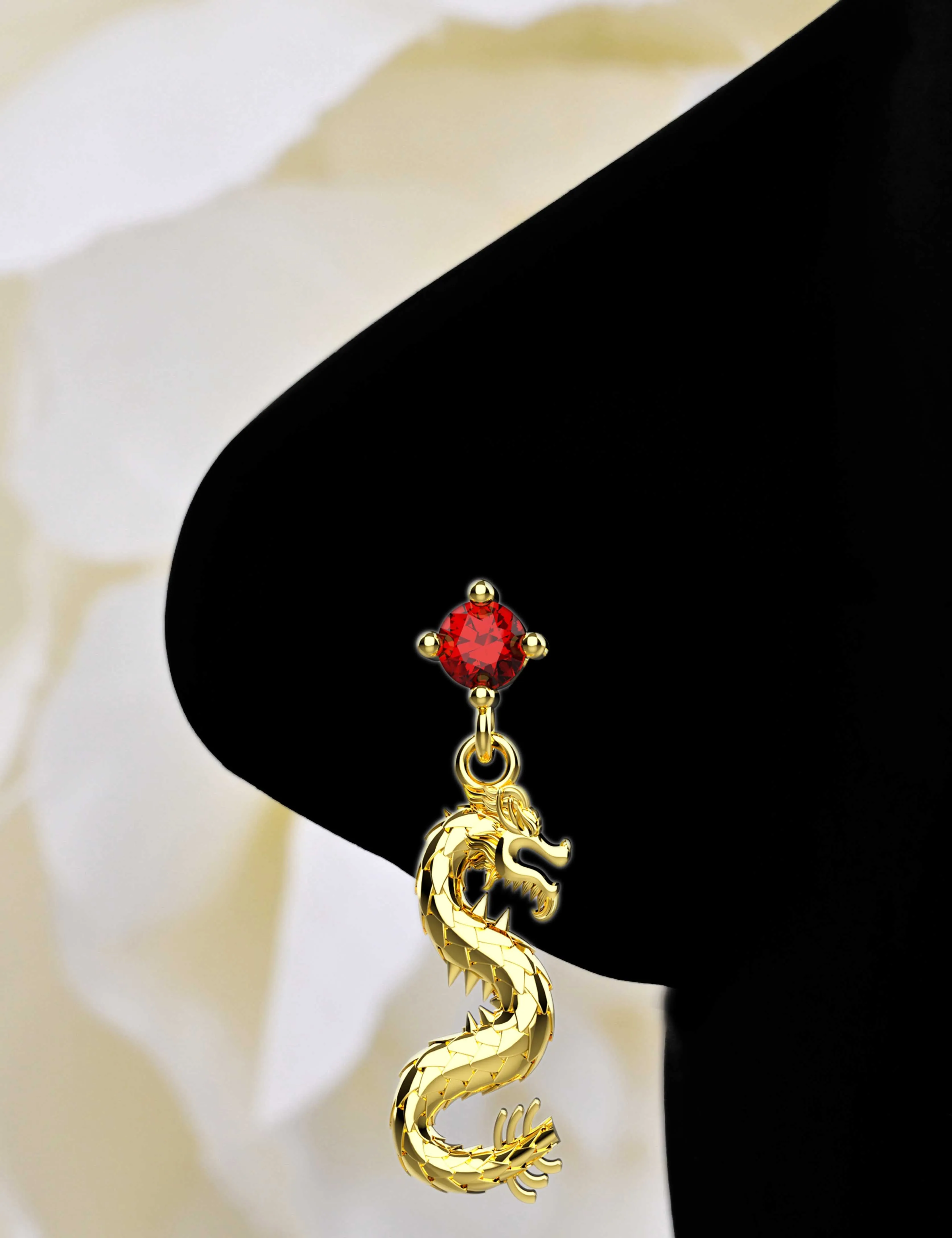 Dragon Nose Ring – Snake Dangle Nose Stud Piercing for Women