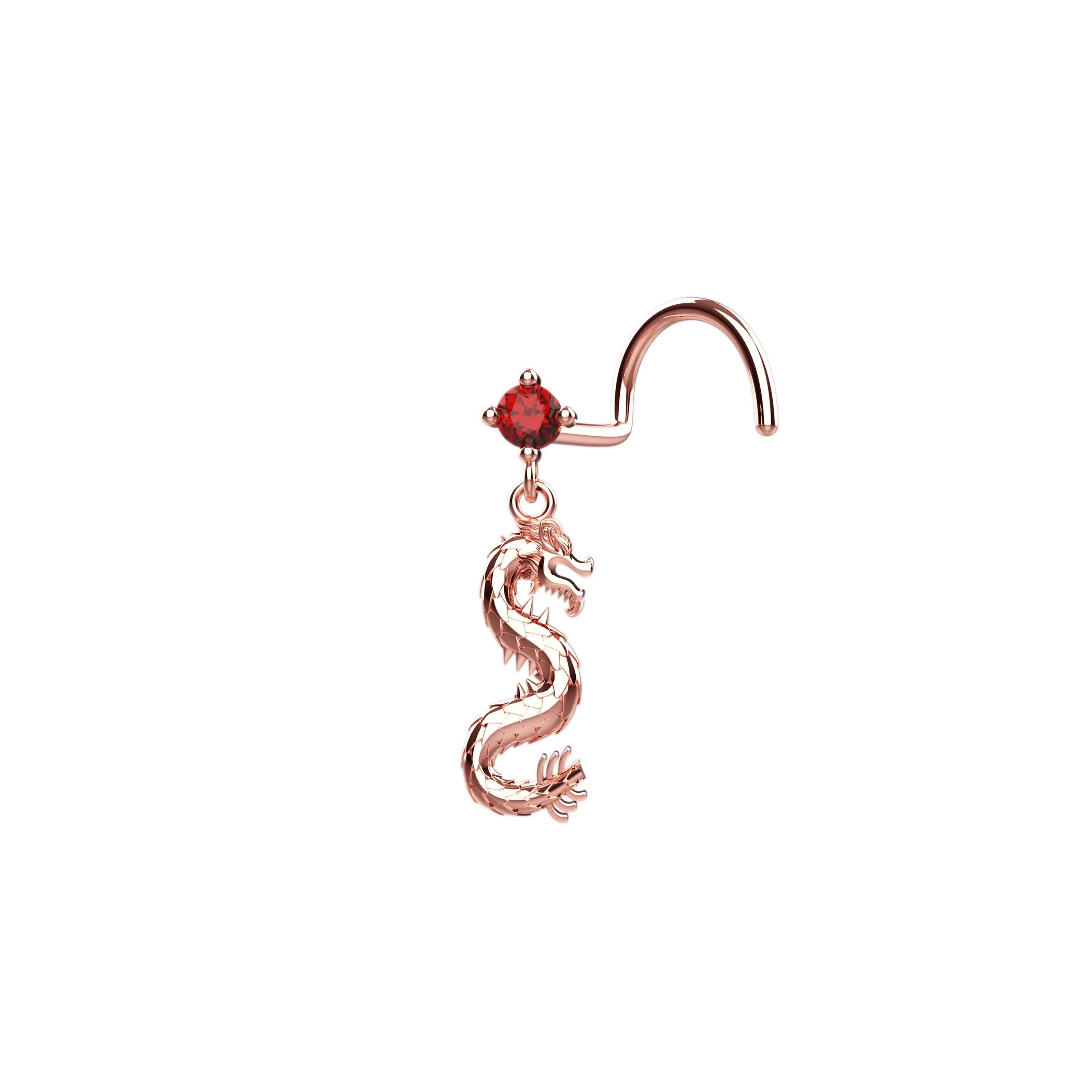 Dragon Nose Ring – Snake Dangle Nose Stud Piercing for Women