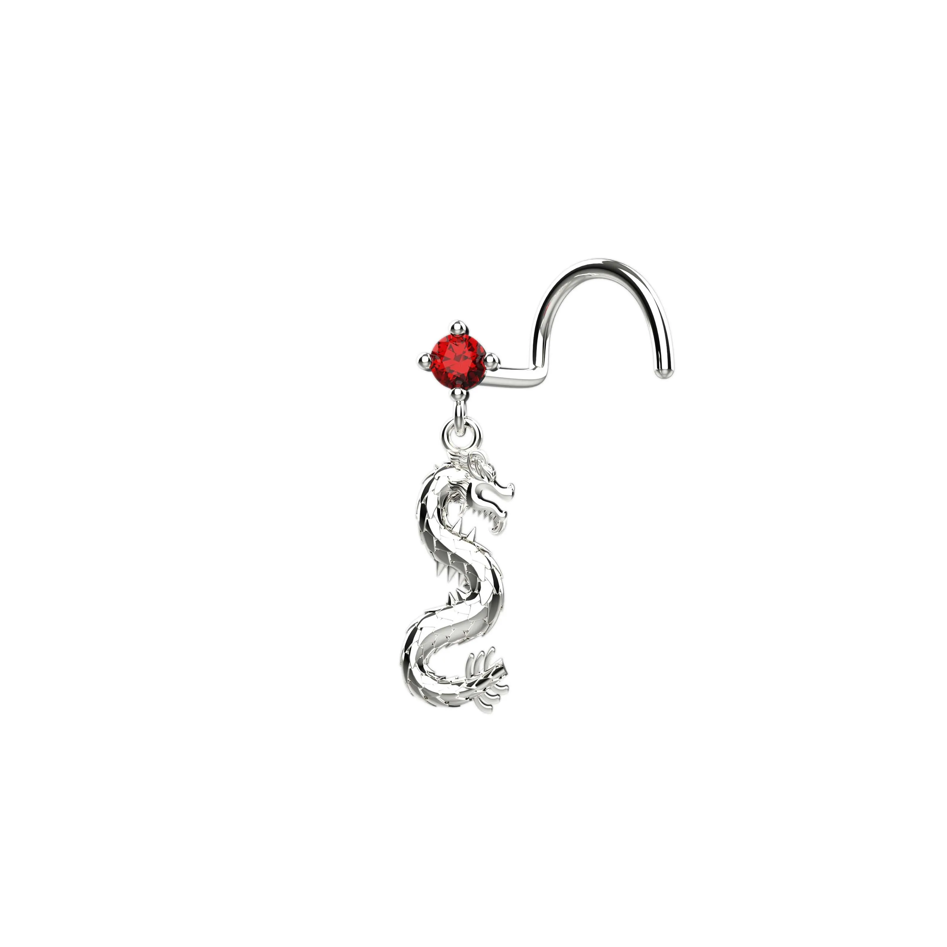 Dragon Nose Ring – Snake Dangle Nose Stud Piercing for Women