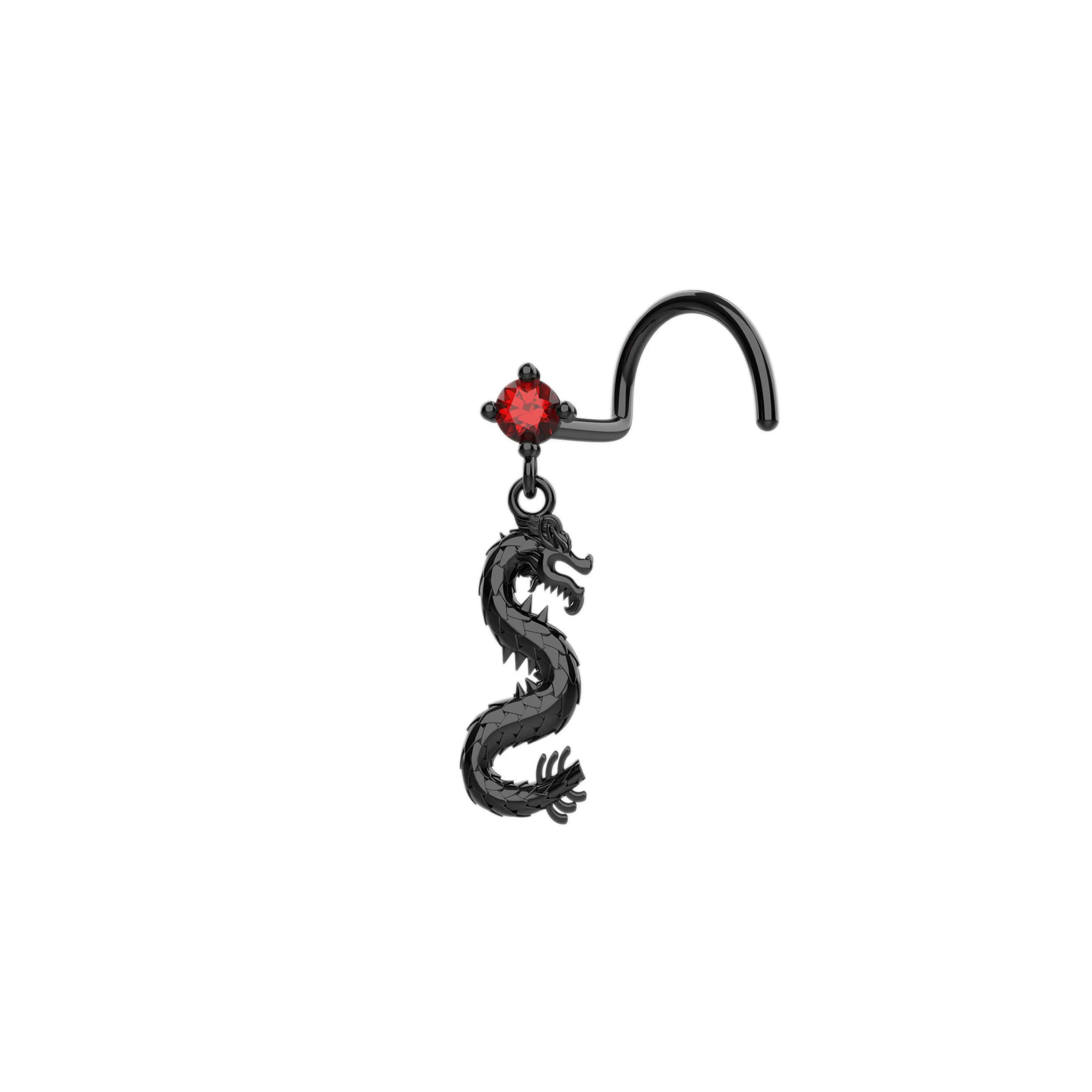 Dragon Nose Ring – Snake Dangle Nose Stud Piercing for Women