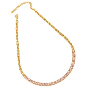 Elegant Pink Zircon Chain Necklace from Vienna Verve Collection