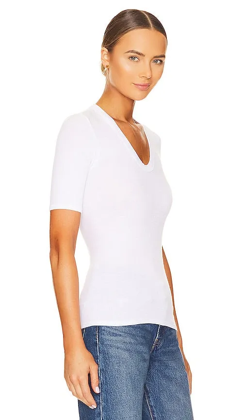 Enza Costa Half Sleeve Top in White