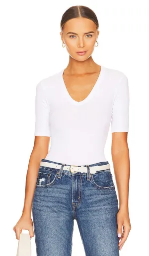 Enza Costa Half Sleeve Top in White