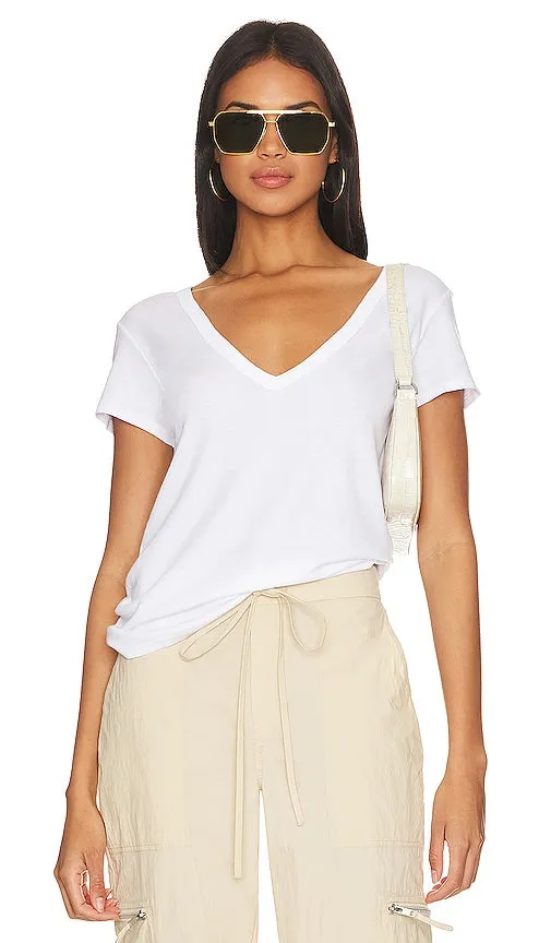 Enza Costa Perfect V Neck Top in White