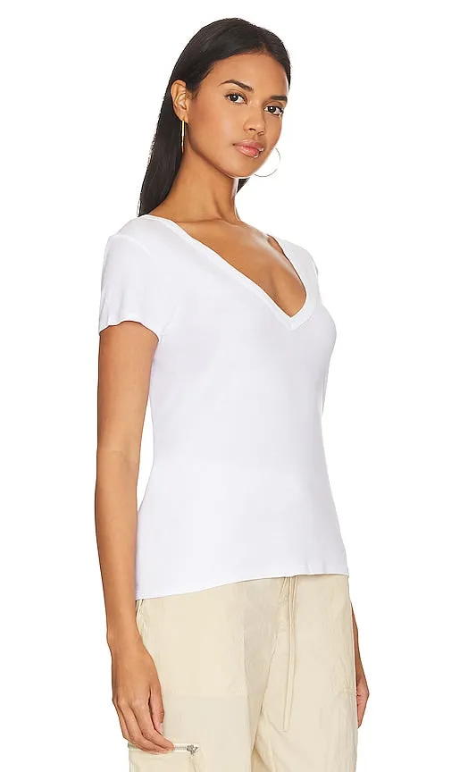 Enza Costa Perfect V Neck Top in White